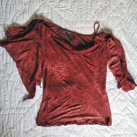 2/$40 🍩 Vintage Le Château Asymmetrical Sheer Top - Picture 1 of 10